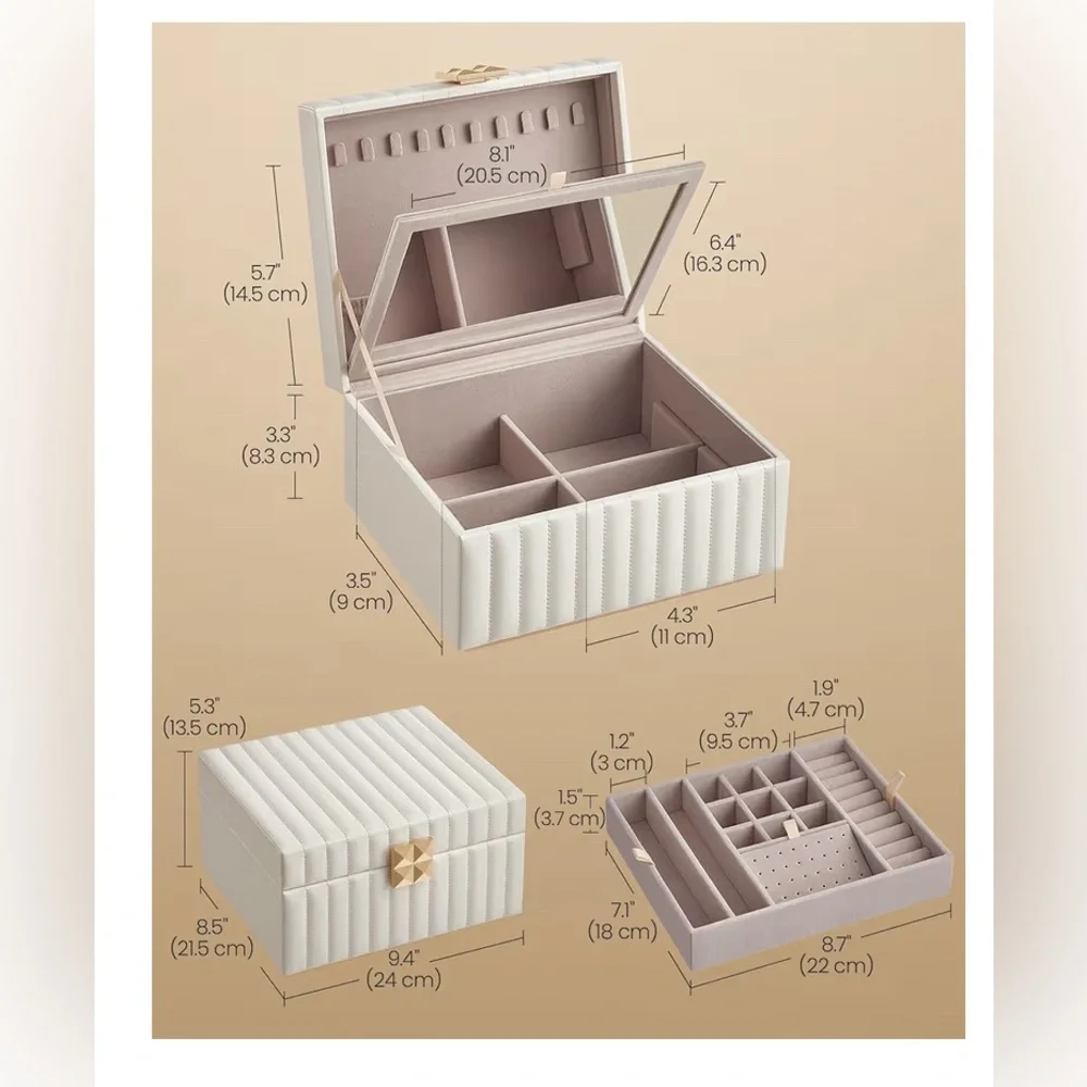 2 tier multi storage jewelry box with mirror, NWOT